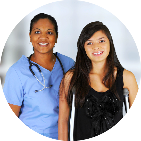 nurse and young lady showing their genuine smile
